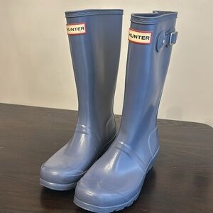 Hunter Kids Orginal unisex greyish blue rubber rain boots Size: kids 4
